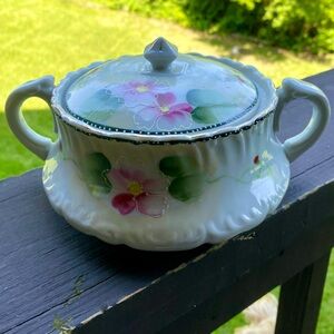Hand Painted Floral Porcelain Sugar Bowl